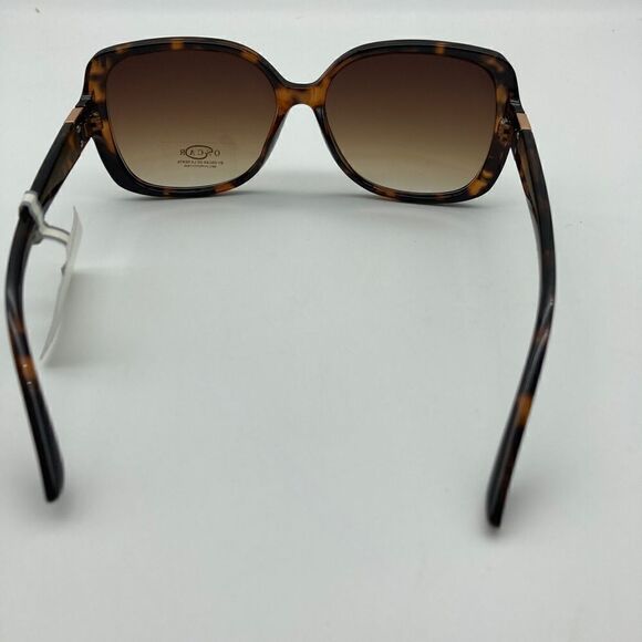 NWT Oscar De La Renta  Brown Tortoise Sunglasses Side Gold Tone Logo Mod 1341215